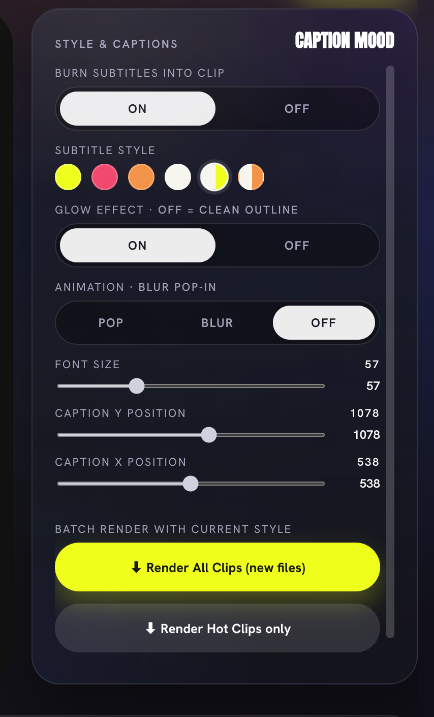 Caption feature